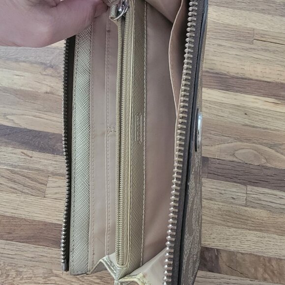 Coach Peyton Signature Slim Zip Wallet - Khaki /Gold - Picture 11 of 13